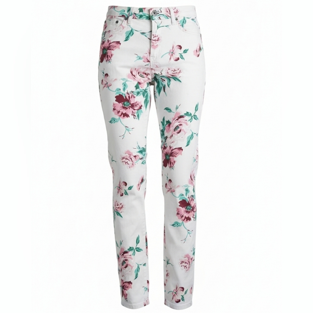 JUDY BLUE • RARE Y2K Boutique 🌸 White Floral Skinny Jeans ♡ Size 7/8 Woman's